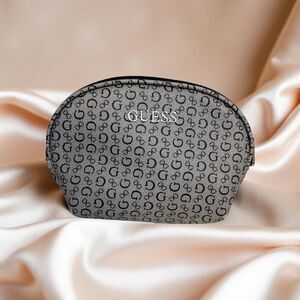 🛍️ GUESS black gray zip round oval G signature makeup bag